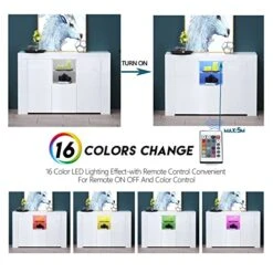 ARMCONE LED Sideboard Buffet Cabinet High Glossy Front Kitchen Sideboard With Storage Large Buffet Table Wooden Bar Cabinet For Kitchen Dining Room Hallway Living Room (45.67" Wx13.82 Dx31.89 H) 12 ARMCONE LED Sideboard Buffet Cabinet High Glossy Front Kitchen Sideboard With Storage Large Buffet Table Wooden Bar Cabinet For Kitchen Dining Room Hallway Living Room (45.67" Wx13.82 Dx31.89 H) -Amazon Store 513bLzPkE7L