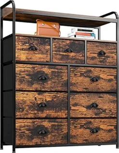 EnHomee Dresser For Bedroom With 9 Drawers, Tall Dressers For Bedroom With Shelves, Fabric Storage Dressers & Chest Of Drawers For Bedroom, Storage Tower Organizer, Grey 11.42" D X 32.7" W X 45.3" H -Amazon Store 513fQJlGCQL. AC