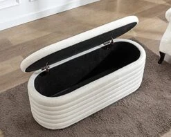 DM Furniture DM-Furniture Storage Ottoman Bench Upholstered Fabric Storage Bench End Of Bed Stool With Safety Hinge For Bedroom, Living Room, Entryway (44.5-inch, White) (TN2436) 14 DM Furniture DM-Furniture Storage Ottoman Bench Upholstered Fabric Storage Bench End Of Bed Stool With Safety Hinge For Bedroom, Living Room, Entryway (44.5-inch, White) (TN2436) -Amazon Store 513hFfsJ5wL