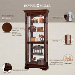 Howard Miller Bernadette Curio Cabinet 680-501 – Hampton Cherry Finish, Heavily Distressed Home Decor, Four Glass Shelves, Five Level Display Case, Locking Slide Door, Halogen Light 9 Howard Miller Bernadette Curio Cabinet 680-501 – Hampton Cherry Finish, Heavily Distressed Home Decor, Four Glass Shelves, Five Level Display Case, Locking Slide Door, Halogen Light -Amazon Store 513pf41ASSL