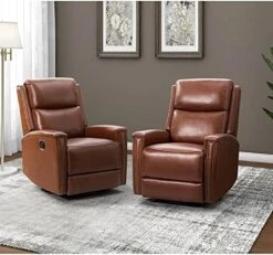 HULALA HOME Genuine Leather Swivel Rocker Recliners Set Of 2, Manual Glider Recliner Chairs With Adjustable Backrest & Footrest, Modern Home Theater Sofa Armchairs For Living Room Bedroom, Brown 24 HULALA HOME Genuine Leather Swivel Rocker Recliners Set Of 2, Manual Glider Recliner Chairs With Adjustable Backrest & Footrest, Modern Home Theater Sofa Armchairs For Living Room Bedroom, Brown -Amazon Store 513v4OLgPfL. AC