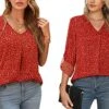 QUEZHU Medium, Blouses For Women Dressy Elegant V Neck Long Sleeve Chiffon Blouses Tops -Amazon Store 513wQdvWbhL