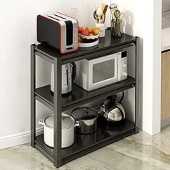Microwave Oven Rack Microwave Oven Rack Microwave Oven Stand Toaster Rack Microwave Organizer Floor Storage Shelf 3 Tier Metal Black Kitchen Storage Rack -Amazon Store 513wSvAJdGS