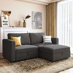 HONBAY Oversized Modular Sectional Sofa With Storage Seat Reversible L Shaped Modular Sectional Sofa With Deep Seat & Wide Chaise, Dark Grey -Amazon Store 513xulDX71L. AC