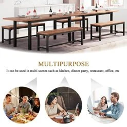 IPormis 63" Extendable Dining Table Set For 4-8 People, 3-Piece Kitchen Table Set With Metal Frame And Wood Board, Space Saving Dinette For Dining Room, Laminate Finished, Easy Clean, Walnut -Amazon Store 5141UUA9DWL