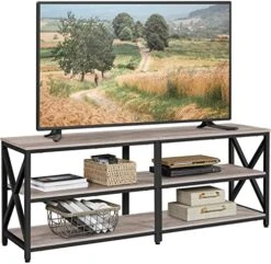 Yaheetech Industrial TV Stand For TV Up To 65 Inch, 55" TV Cabinet With 3 Tier Storage Shelves For Living Room, Entertainment Center TV Console Table With Metal Frame, Rustic Brown -Amazon Store 51429ucbeDL. AC