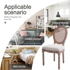 Virabit French Dining Chairs Set Of 2, Rattan Farmhouse Upholstered Dining Chairs With Curved Backrest And Beautifully Carved Solid WoodFrame For Living Room, Kitchen, Restaurant 23 Virabit French Dining Chairs Set Of 2, Rattan Farmhouse Upholstered Dining Chairs With Curved Backrest And Beautifully Carved Solid WoodFrame For Living Room, Kitchen, Restaurant -Amazon Store 5143Lp7n0WL