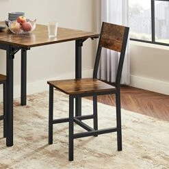 VASAGLE Dining Chair Set Of 2, Rustic Wood Chairs With Metal Steel Frame, Easy To Assemble, Stable, Comfortable Seat, Modern Farmhouse Chair For Kitchen, Bedroom, Living Room, Rustic Brown And Black -Amazon Store 51456verR0L