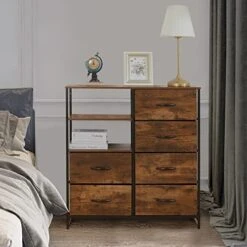 6 Drawer Dresser For Bedroom Dresser With Shelves Chest Of Drawers Clothes Organizer Fabric Drawer Dressers For Bedroom Living Room,Rustic Brown -Amazon Store 5146s6NTf8L