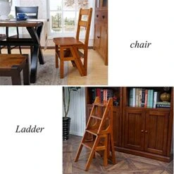 Portable Step Stoo - 4 Wood For Adult Folding Ladder 4 Tier Ladder-Shaped Plant Stand Display Rack Shelf Multi-Function Chair -Amazon Store 5146siOgzHL