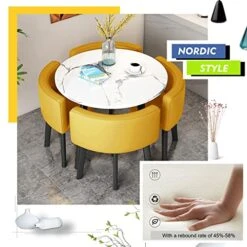 Kitchen Table And Chairs For 4, 5-Piece Compact Dining Room Table Set,DI 31/35.4INCH Faux Marble Pattern Top And 4 PU Leather Upholstered Seat, Modern Diningroom Sets For Home & Kitchen, Living Room ( 18 Kitchen Table And Chairs For 4, 5-Piece Compact Dining Room Table Set,DI 31/35.4INCH Faux Marble Pattern Top And 4 PU Leather Upholstered Seat, Modern Diningroom Sets For Home & Kitchen, Living Room ( -Amazon Store 5148BqSrZaL