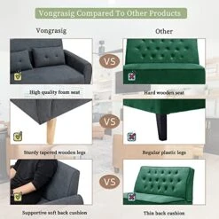 Vongrasig 47" Small Modern Loveseat Sofa, Mid Century Linen Fabric 2-Seat Sofa Couch Tufted Love Seat With Back Cushions And Tapered Wood Legs For Living Room, Bedroom And Small Space (Dark Gray) -Amazon Store 514DLsaLsKL