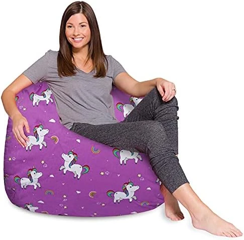 Posh Beanbags Bean Bag Chair, X-Large Machine Washable - Canvas Unicorn And Rainbows On Purple 8 Posh Beanbags Bean Bag Chair, X-Large Machine Washable - Canvas Unicorn And Rainbows On Purple - Image 6