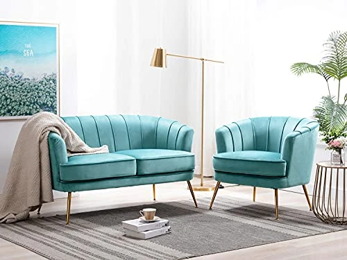 Altrobene Velvet Loveseat Couch Sofa Luxury Modern Comfy Tufted Couch Chesterfield 2 Person Couch For Living Room/Bedroom, Dark Teal 7 Altrobene Velvet Loveseat Couch Sofa Luxury Modern Comfy Tufted Couch Chesterfield 2 Person Couch For Living Room/Bedroom, Dark Teal - Image 5