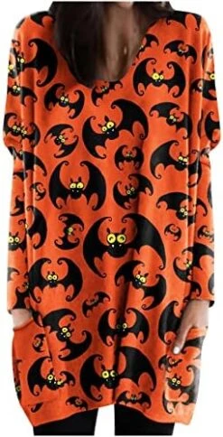 Blouses For Women Business Casual,Long Sleeve Crew Neck Fashion Halloween Print Sweatshirt Top With Pockets -Amazon Store 514X7rzEJL. AC