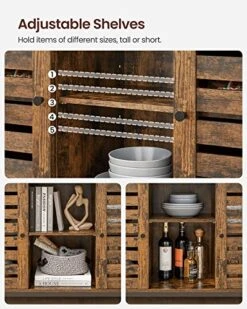 VASAGLE Buffet Cabinet, Sideboard Storage Cabinets With Compartments, Adjustable Shelves, Louvered Doors, 13.8 X 39.4 X 32.1 Inches, Rustic Brown And Black 10 VASAGLE Buffet Cabinet, Sideboard Storage Cabinets With Compartments, Adjustable Shelves, Louvered Doors, 13.8 X 39.4 X 32.1 Inches, Rustic Brown And Black -Amazon Store 514bHSIw3RL