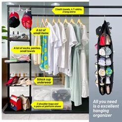 PENGFULL Hanging Shoe Organizer Rack,Closet Hanging Organizer,Side Pockets Have 27 Pockets,4 Self-Adhesive Straps, Can Be Used For Several Things.Perfect For Closets, RVs, Campers, Student Dormitory -Amazon Store 514ba1MhXnL