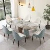 Montary 7 Piece Dining Table Set, Dining Table And Chairs Set, Metal Macaron Dining Table Set For 6, Pandora Marble Dining Table With 6 Chairs For Kitchen, Dining Room -Amazon Store 514hXmP5tSL
