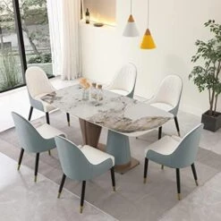 Montary 7 Piece Dining Table Set, Dining Table And Chairs Set, Metal Macaron Dining Table Set For 6, Pandora Marble Dining Table With 6 Chairs For Kitchen, Dining Room -Amazon Store 514hXmP5tSL. AC
