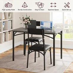 Amyove Kitchen Table And Chairs, Dining Room Table Set For 4 With Upholstered Chairs, Kitchen Table Set Metal And Wood Rectangular Dining Table For Small Space, Apartment, Breakfast, Rustic Gray -Amazon Store 514ksfsi9iL