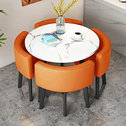 Kitchen Table And Chairs For 4, 5-Piece Compact Dining Room Table Set,DI 31/35.4INCH Faux Marble Pattern Top And 4 PU Leather Upholstered Seat, Modern Diningroom Sets For Home & Kitchen, Living Room ( 17 Kitchen Table And Chairs For 4, 5-Piece Compact Dining Room Table Set,DI 31/35.4INCH Faux Marble Pattern Top And 4 PU Leather Upholstered Seat, Modern Diningroom Sets For Home & Kitchen, Living Room ( - Image 15