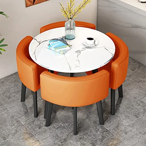 Kitchen Table And Chairs For 4, 5-Piece Compact Dining Room Table Set,DI 31/35.4INCH Faux Marble Pattern Top And 4 PU Leather Upholstered Seat, Modern Diningroom Sets For Home & Kitchen, Living Room ( 3 Kitchen Table And Chairs For 4, 5-Piece Compact Dining Room Table Set,DI 31/35.4INCH Faux Marble Pattern Top And 4 PU Leather Upholstered Seat, Modern Diningroom Sets For Home & Kitchen, Living Room (