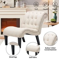 Haobo Home Armless Accent Chair Button Tufted Slipper Chair Side Chair For Dining Room Living Room Bedroom Funiture -Amazon Store 5151LTxMn3L