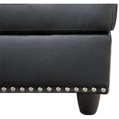 Trent Home Transitional Faux Leather Sectional Sofa With Ottoman In Black -Amazon Store 5155Ag9gNYS