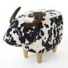 Christopher Knight Home Bessie Patterned Velvet Cow Ottoman, Black And White Cow Hide / Natural -Amazon Store 515Dp6VDplL