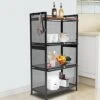 YIYIBYUS 4 Tier Kitchen Organizer Shelf,Storage Cabinet Kitchen Buffet Pantry Stylish Metal Pantry Cabinet With Doors (Black) -Amazon Store 515F8gfz83L
