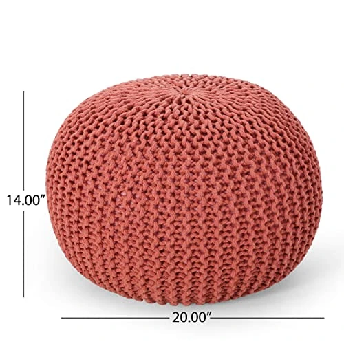 Christopher Knight Home Nahunta Pouf, Coral 5 Christopher Knight Home Nahunta Pouf, Coral - Image 3
