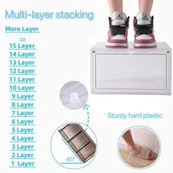 ZLLZUU Shoe Organizer Shoe Storage Boxes, 6 Pack Large Side Open Shoe Boxes With Magnetic Door, Clear Plastic Stackable Shoe Containers (Clear White) 12 ZLLZUU Shoe Organizer Shoe Storage Boxes, 6 Pack Large Side Open Shoe Boxes With Magnetic Door, Clear Plastic Stackable Shoe Containers (Clear White) -Amazon Store 515gj0NqmGL