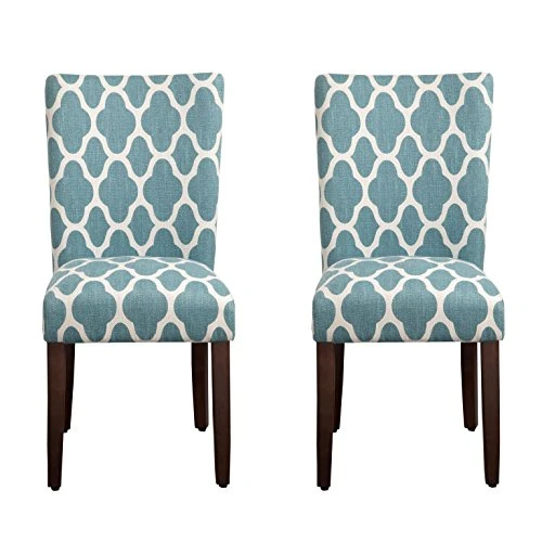 HomePop Parsons Classic Upholstered Accent Dining Chair, Set Of 2, Teal And Cream Geometric 3 HomePop Parsons Classic Upholstered Accent Dining Chair, Set Of 2, Teal And Cream Geometric