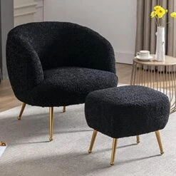 DUOMAY Modern Accent Chair With Ottoman, Sherpa Upholstered Barrel Chair With Footrest, Comfy Lounge Chair Single Sofa Armchair Club Chair For Living Room Bedroom Office, White 30 DUOMAY Modern Accent Chair With Ottoman, Sherpa Upholstered Barrel Chair With Footrest, Comfy Lounge Chair Single Sofa Armchair Club Chair For Living Room Bedroom Office, White -Amazon Store 515l6NeXbNL. AC