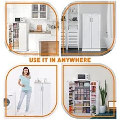 Furnaza LED Kitchen Pantry Cabinets - 50 Inch Free Standing Food Cabinet,Pantry Buffet Cupboards For Storage With Doors And Shelves Adjustable For Small Space In Dinning Room, Living Room, In White -Amazon Store 515oVHAP6XL