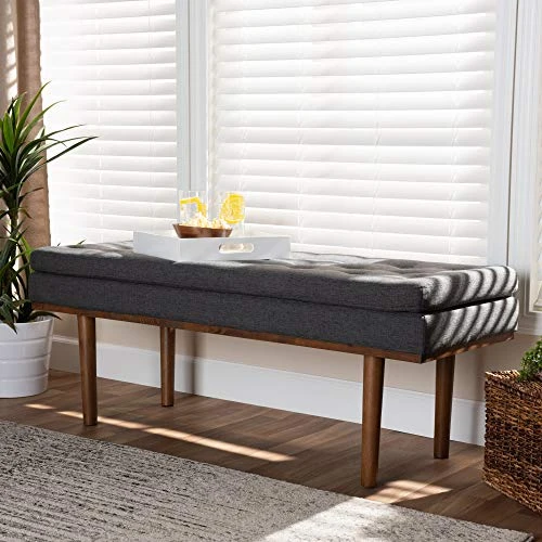 Baxton Studio Benches, One Size, Dark Grey/Walnut 4 Baxton Studio Benches, One Size, Dark Grey/Walnut - Image 2