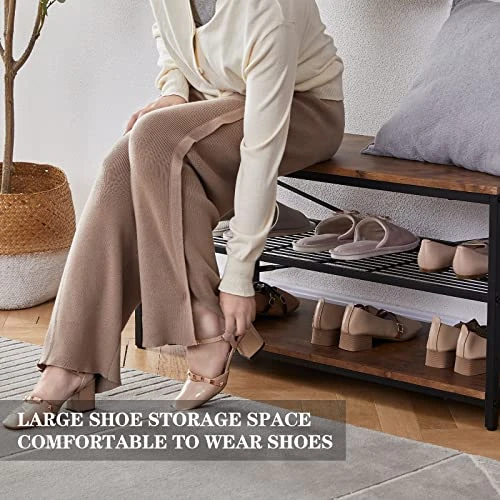 3-in-1 Entryway Coat Rack,Vintage Industrial Hall Tree 72 Inch With Storage Bench And Coat Racks Entryway Storage Shelf Organizer With 9 Hooks, Large Size, Wood Look Accent Furniture With Metal Frame 5 3-in-1 Entryway Coat Rack,Vintage Industrial Hall Tree 72 Inch With Storage Bench And Coat Racks Entryway Storage Shelf Organizer With 9 Hooks, Large Size, Wood Look Accent Furniture With Metal Frame - Image 3