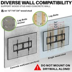 USX MOUNT TV Wall Mount Tilting Brackets For Most 37"-90" Flat Curved Screen TVs, Wall Mount TV Bracket With Max VESA 600x400mm, Weight Capacity 132lbs, Low Profile Space Saving For 16", 24" Stud -Amazon Store 5168EKIdoJL