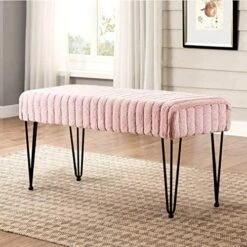 Home Soft Things Super Mink Faux Fur Pink Ottoman Bench, 19" X 13" X 17", Rose Smoke, Living Room Foot Rest Stool Entryway Makeup Bench End Of Bed Bedroom Home Decor Chair For Sitting -Amazon Store 516AhGZBGL. AC