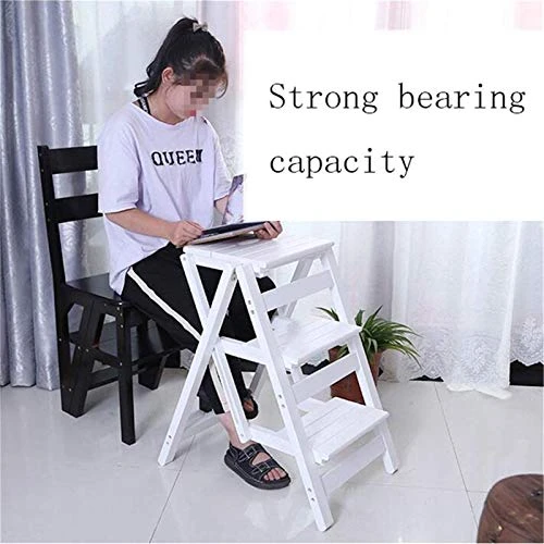 Portable Step Stoo - Folding Folding Ladder Wood For Adult 4 Tier Ladder-Shaped Plant Rack Display Rack Shelf Multi-Function Chair 4 Portable Step Stoo - Folding Folding Ladder Wood For Adult 4 Tier Ladder-Shaped Plant Rack Display Rack Shelf Multi-Function Chair - Image 2