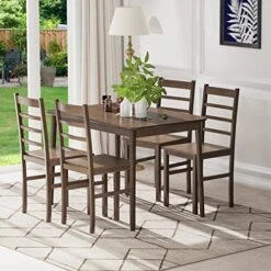 Giantex 43 Inch Rectangular Dining Table, Mid Century Modern Kitchen Table, Vintage Coffee Table W/Tabletop & Solid Wood Legs, Wood Farmhouse Table, Walnut -Amazon Store 516OiOrouVL