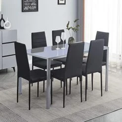 Paonne Glass Dining Table And Chair 7 Pieces Set, Dining Table Set For 6 Kitchen Room Table With 6 Chairs, Rectangular Glass Table With 4 PU Chairs 21 Paonne Glass Dining Table And Chair 7 Pieces Set, Dining Table Set For 6 Kitchen Room Table With 6 Chairs, Rectangular Glass Table With 4 PU Chairs -Amazon Store 516cdbdFb1L. AC