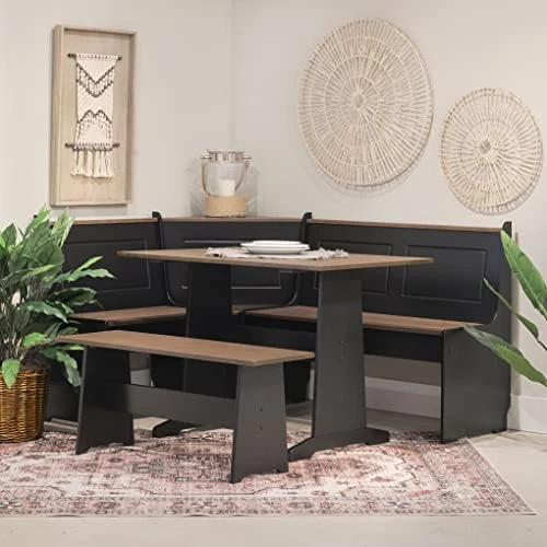 Linon Black And Pecan Breakfast Dining Set Ardmore Nook 5 Linon Black And Pecan Breakfast Dining Set Ardmore Nook - Image 3