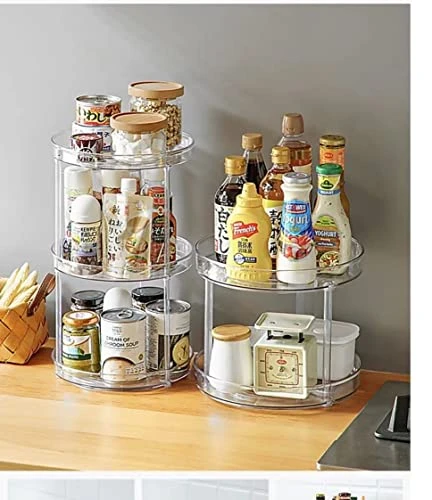 AVCITY Family Rotating Multifunctional Shelf Storage Box Fruit Plate (Color : White, Size : Two Floors) 8 AVCITY Family Rotating Multifunctional Shelf Storage Box Fruit Plate (Color : White, Size : Two Floors) - Image 6