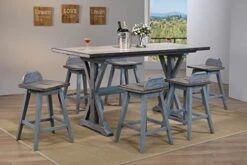 Kings Brand Arland Grey / Blue Wood Counter Height Rectangle Kitchen Dinette Dining Table 7 Kings Brand Arland Grey / Blue Wood Counter Height Rectangle Kitchen Dinette Dining Table -Amazon Store 516o2vARTFL