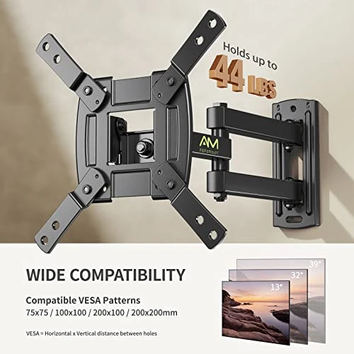 AM Alphamount TV Wall Mount Bracket Full Motion For Most 13-39 Inch TVs Monitors With 360° Rotation Articulating Swivel Extension Arms And Tilt, Hold TV Up To 44lbs Max VESA 200x200mm 5 AM Alphamount TV Wall Mount Bracket Full Motion For Most 13-39 Inch TVs Monitors With 360° Rotation Articulating Swivel Extension Arms And Tilt, Hold TV Up To 44lbs Max VESA 200x200mm - Image 3