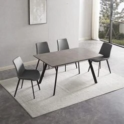 ZckyCine Modern Mid-Century Dining Table 5-Piece Kitchen Table Set For 4 People Rectangular Solid Wood Dining Table With 4 Upholstered Leather Chairs 22 ZckyCine Modern Mid-Century Dining Table 5-Piece Kitchen Table Set For 4 People Rectangular Solid Wood Dining Table With 4 Upholstered Leather Chairs -Amazon Store 516zVBL21L. AC
