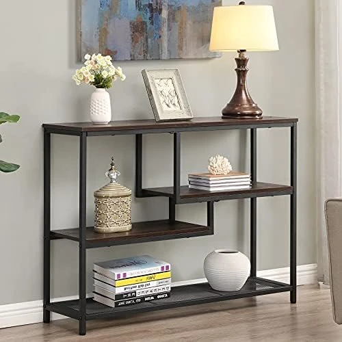 FIVEGIVEN Narrow Console Table For Entryway Hallway Table With Storage Shelves For Living Room Espresso Industrial 8 FIVEGIVEN Narrow Console Table For Entryway Hallway Table With Storage Shelves For Living Room Espresso Industrial - Image 6