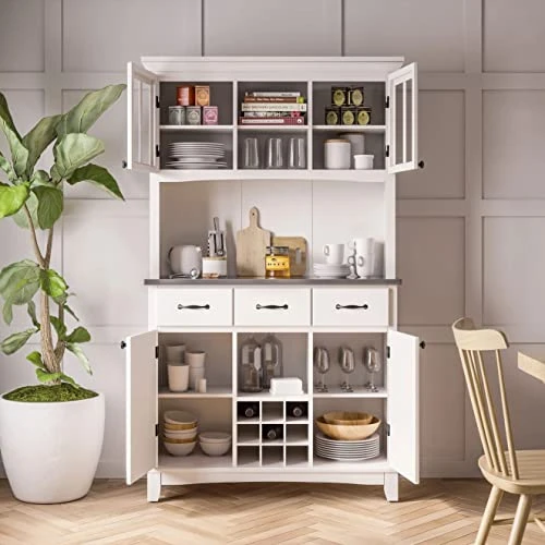 Homestyles Sideboards-buffets-credenzas, Server With Hutch, Off White 6 Homestyles Sideboards-buffets-credenzas, Server With Hutch, Off White - Image 4