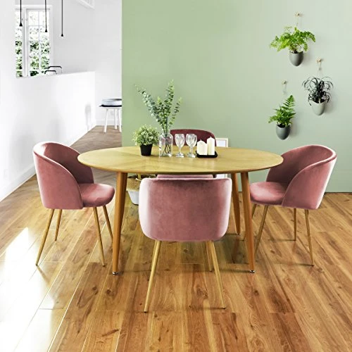 EGGREE Mid-Century Modern Accent Living Room Chair Upholstered Velvet Armchair Kitchen Dining Chair With Solid Steel Leg For Living Room Bedroom Reception Room Accent Furniture,Rose Pink 5 EGGREE Mid-Century Modern Accent Living Room Chair Upholstered Velvet Armchair Kitchen Dining Chair With Solid Steel Leg For Living Room Bedroom Reception Room Accent Furniture,Rose Pink - Image 3